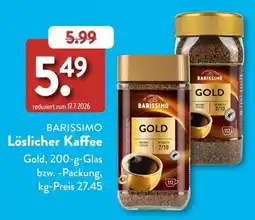 Aldi Süd BARISSIMO Löslicher Kaffee Gold Angebot