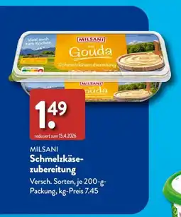 Aldi Süd MILSANI Schmelzkäsezubereitung Angebot