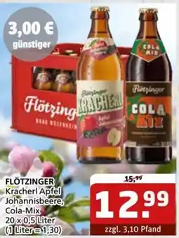 Getränke Quelle Flötzinger Kracherl Apfel Johannisbeere, Cola-Mix Angebot
