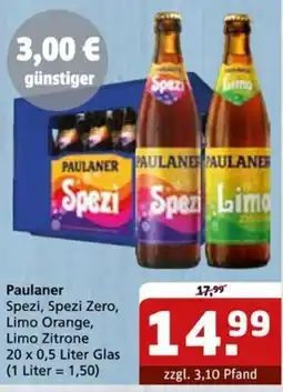 Getränke Quelle Paulaner Spezi, Spezi Zero, Limo Orange, Limo Zitrone Angebot
