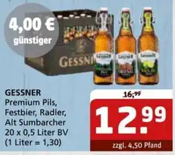 Getränke Quelle GESSNER Premium Pils, Festbier, Radler, Alt Sumbarcher Angebot
