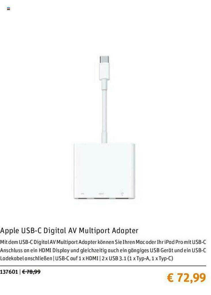 Apple Usbc Digital Av Multiport Adapter Angebot bei Gravis