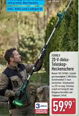 Aldi Nord FERREX 20-V-Akku-Teleskop-Heckenschere Angebot