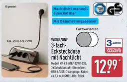 Aldi Nord WORKZONE 3-fach-Ecksteckdose mit Nachtlicht Angebot