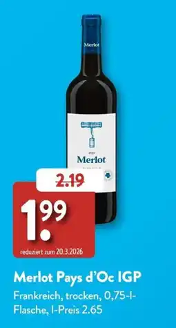 Aldi Süd Merlot Pays d'Oc IGP Angebot