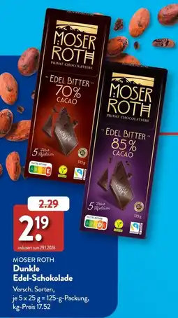 Aldi Süd MOSER ROTH Dunkle Edel-Schokolade Angebot