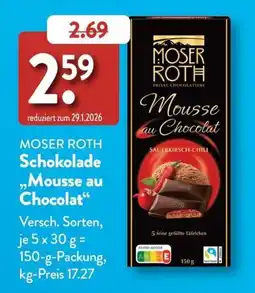 Aldi Süd MOSER ROTH Schokolade „Mousse au Chocolat“ Angebot