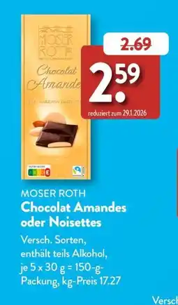 Aldi Süd MOSER ROTH Chocolat Amandes Angebot