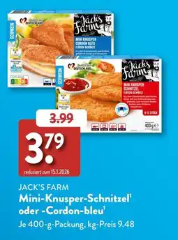 Aldi Süd Jack's Farm Mini-Knusper-Schnitzel' oder -Cordon-bleu' Angebot