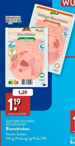 Aldi Süd GUT DREI EICHEN/ GÜLDENHOF Bierschinken Angebot