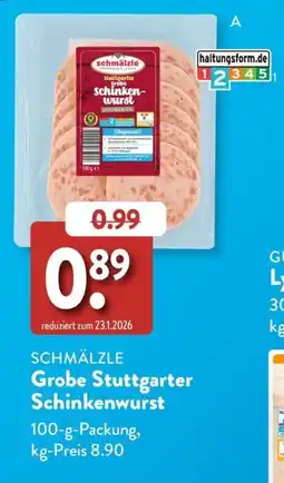 Aldi Süd Schmälzle Grobe Stuttgarter Schinkenwurst Angebot