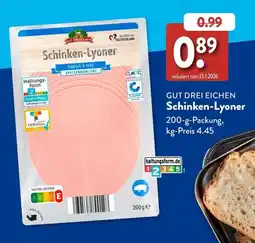 Aldi Süd GUT DREI EICHEN Schinken-Lyoner Angebot