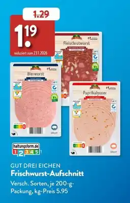 Aldi Süd GUT DREI EICHEN Frischwurst-Aufschnitt Angebot