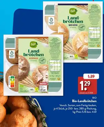 Aldi Süd Bio-Landbrötchen Angebot