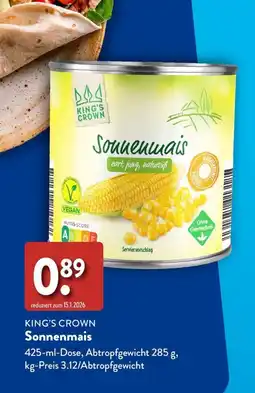 Aldi Süd KING'S CROWN Sonnenmais Angebot