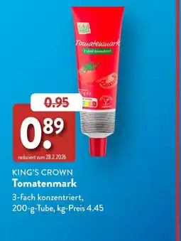 Aldi Süd KING'S CROWN Tomatenmark Angebot
