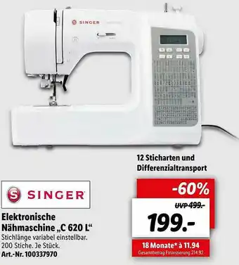 Lidl Singer Elektronische Nähmaschine C620l Angebot