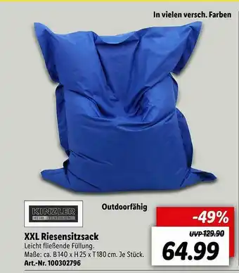 Lidl Kinzler XXL Riesensitzsack Angebot