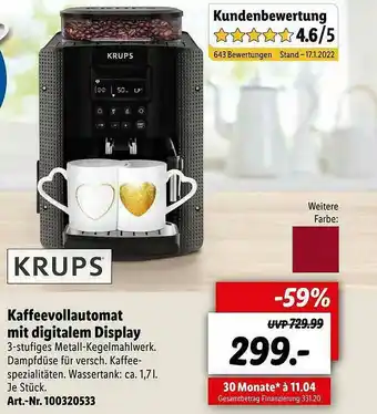 Lidl Krups Kaffeevollautomat Mit Digitalem Display Angebot