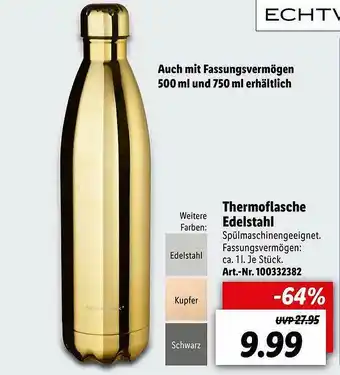 Lidl Echtwerk Thermoflasche Edelstahl Angebot