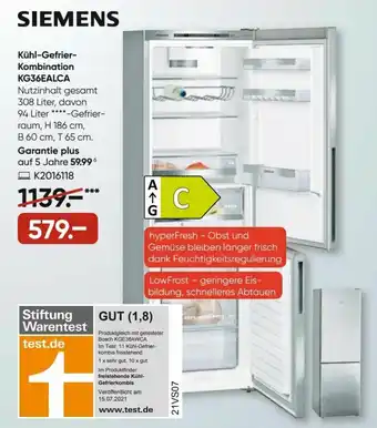 Galeria Siemens Kühl Gefrierkombination KG36EALCA Angebot