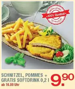 Ostermann Schnitzel, pommes + gratis softdrink Angebot
