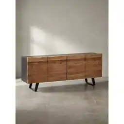 Netto Marken-Discount Sideboard – Akazie Massivholz, 180x75x45cm, mit Baumkante, Türen, Metallbeine Angebot