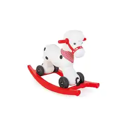 Netto Marken-Discount Pilsan Schaukelpferd 1002 Rutscher 2 in 1 mit Sound, aus Kunststoff, 4 Räder schwarz weiß Angebot