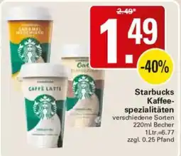 WEZ Starbucks Kaffeespezialitäten Angebot