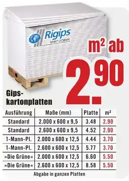 B1 Discount Baumarkt Rigips Gips-kartonplatten Angebot