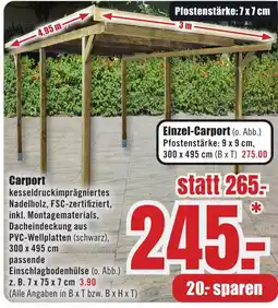 B1 Discount Baumarkt Carport Angebot