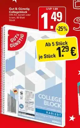 WEZ Gut & Günstig Collegeblock Angebot