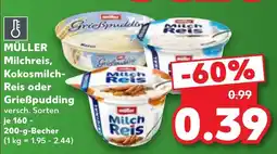 Kaufland MÜLLER Milchreis, Kokosmilch-Reis oder Grießpudding Angebot