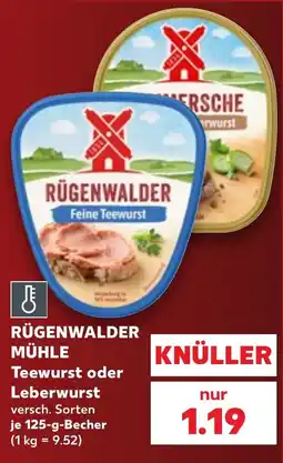 Kaufland RÜGENWALDER MÜHLE Teewurst oder Leberwurst Angebot