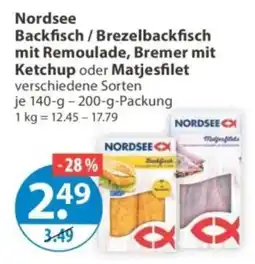 V Markt Nordsee Backfisch / Brezelbackfisch mit Remoulade, Bremer mit Ketchup oder Matjesfilet Angebot