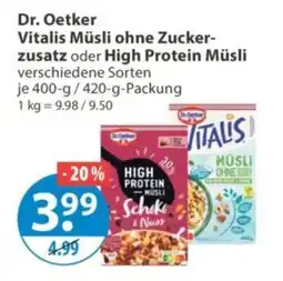 V Markt Dr. Oetker Vitalis Müsli ohne Zucker-zusatz oder High Protein Müsli Angebot