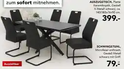 Möbel Steffens AUSZUGSTISCH, Platte Keramikoptik, Gestell X-Metall schwarz Angebot