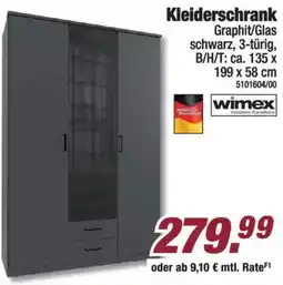 Poco Kleiderschrank Graphit/Glas Angebot