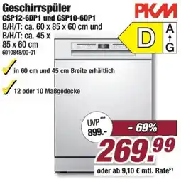 Poco PKM Geschirrspüler GSP12-6DP1 und GSP10-6DP1 Angebot