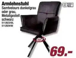 Poco Armlehnstuhl Samtvelours dunkelgrau Angebot