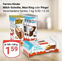 Globus Ferrero Kinder Milch-Schnitte, Maxi King oder Pingui Angebot