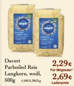 LPG Biomarkt Davert Parboiled Reis Langkorn, weiß Angebot