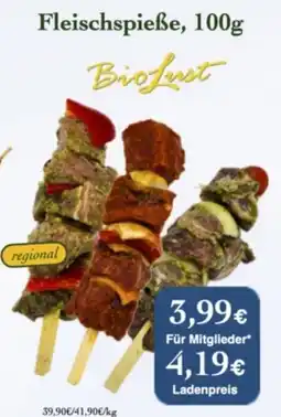 LPG Biomarkt Fleischspieße, 100g BioLust Angebot