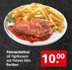 Multi Markt Putenschnitzel mit Paprikasauce und Pommes Frites Portion Angebot