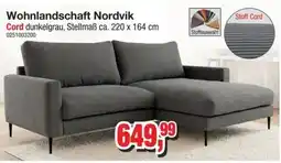 Möbelfundgrube Wohnlandschaft Nordvik Cord dunkelgrau Angebot