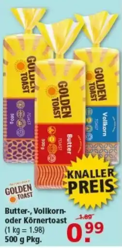 Multi Markt Golden Toast Butter- oder Vollkorn- oder Körnertoast Angebot