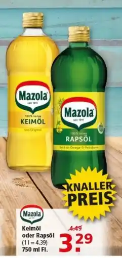 Multi Markt Mazola Kelmöl oder Rapsöl Angebot