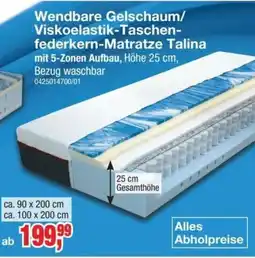 Möbelfundgrube Wendbare Gelschaum/Viskoelastik-Taschenfederkern-Matratze Talina Angebot