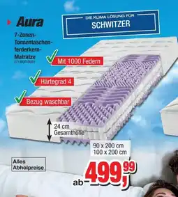Möbelfundgrube Aura 7-Zonen-Tonnentaschenferderkern-Matratze Angebot