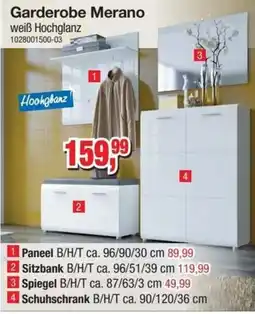 Möbelfundgrube Garderobe Merano weiß Hochglanz Angebot